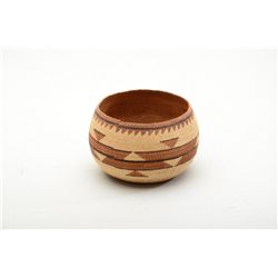 Finely crafted Northwestern California Indian  woven basket approx. 6” in diameter and  approx. 4” i