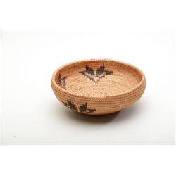 Piute woven small basket approx. 7” in  diameter in overall very good condition with  an arrowhead d