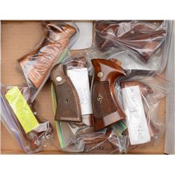 Great lot of nine original S&W checkered wood  grips for “K” and “N” frame revolvers, all  in very g