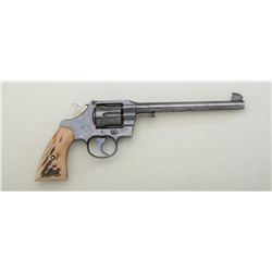 Colt Officer’s Model flat top Target  revolver, .38 cal., 7-1/2” barrel, blue  finish, custom stag g