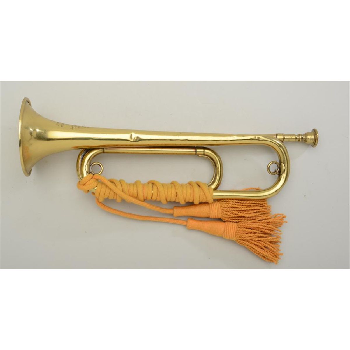 String Handle On Bugle Interesting large brass bugle in overall good condition with modern ...