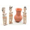 Image 1 : Misc. lot of two Indian fired clay pieces  including an older figural spotted dog  approx. 4” in hei