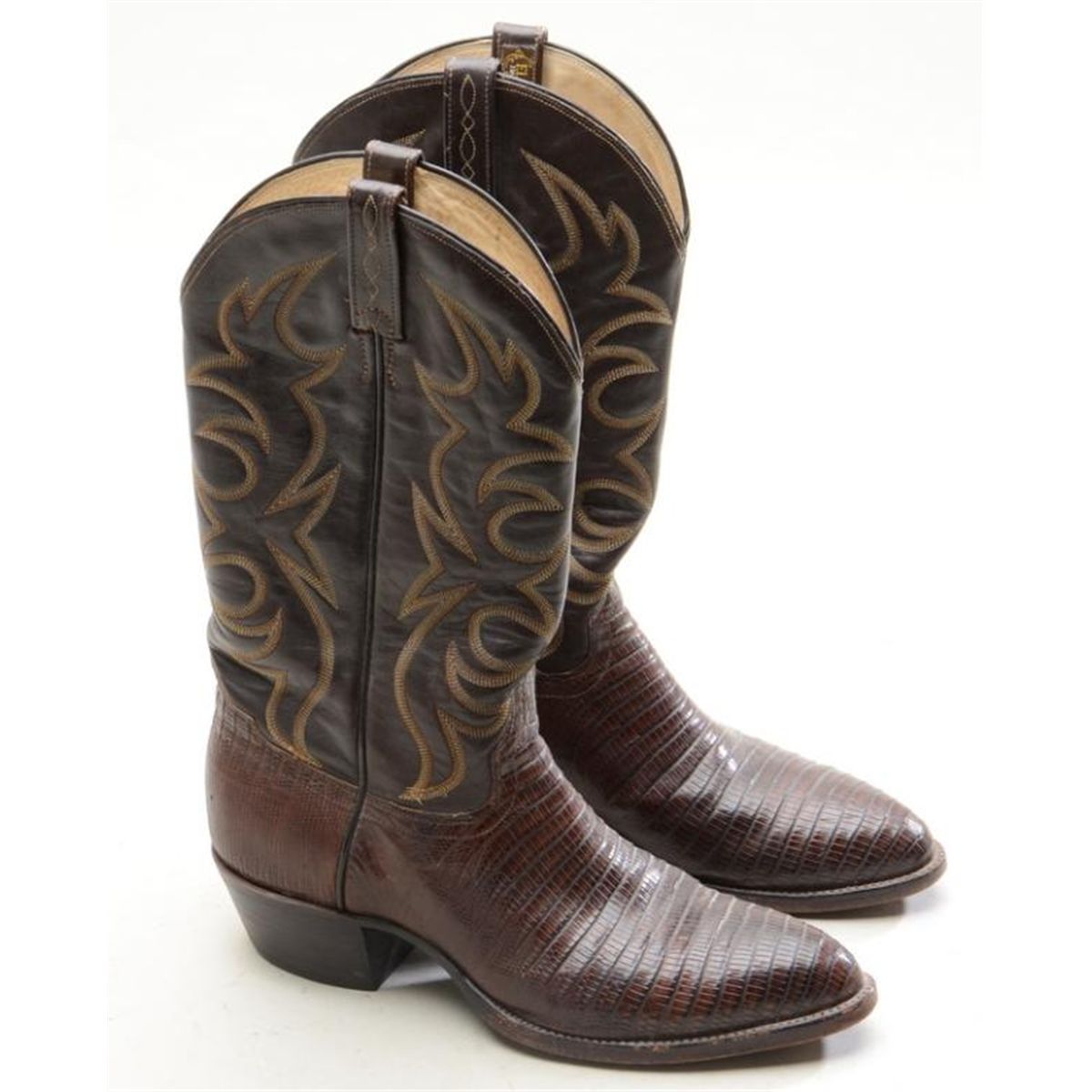 Pair of exotic handmade El Dorado leather and skin cowboy boots in overall very good condition, si