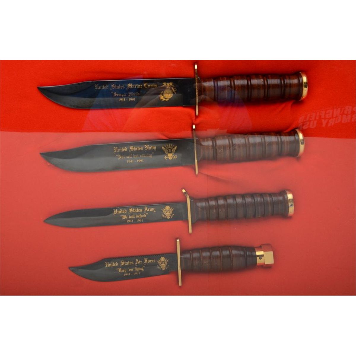 Camillus Cutlery Co. 50 year Commemorative set of four U.S. military