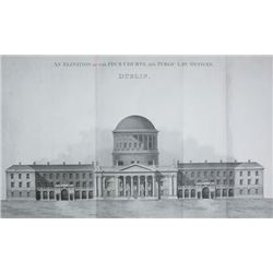 1813: Dublin Courts of Justice plans and elevation engraving