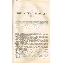 Collection of medical history books including Irish Medical Directory 1875