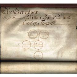 19th Century: Genealogical parchment of Arthur James Plunkett, 9th Earl of Fingall