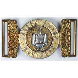 circa 1880: Royal Inniskilling Fusiliers officer's waist belt clasp