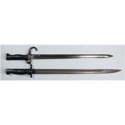 1892-1907: British 1907 pattern Enfield bayonet and French 1892 pattern Mannlicher-Berthier bayonet