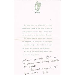 1939: Douglas Hyde letters including signed Presidential inauguration letter and mourning letter