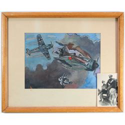 1939-45: Luftwaffe combat scene watercolour