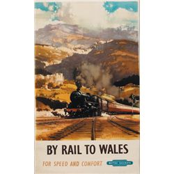 Circa 1950 poster: British Railways, By Rail to Wales