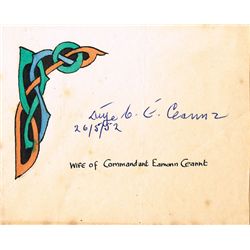 1952: Signature of Aine Ceannt, wife of Eamonn Ceannt