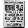 1952 (15 February) British Legion Youghal, memorial parade poster