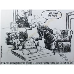 1983: Margaret Thatcher and Charlie Haughey cartoon by Martyn Turner