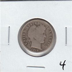 1912 D BARBER SILVER DIME