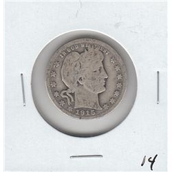 1915 D BARBER SILVER QUARTER
