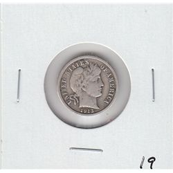 1913 BARBER SILVER DIME