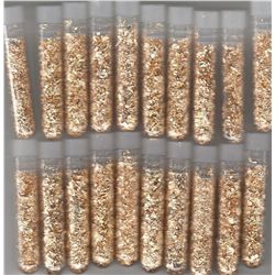 20 LARGE VIALS OF GOLD FLAKE
