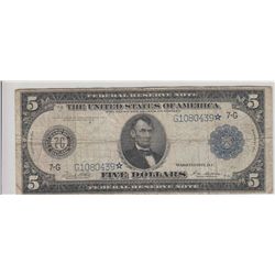 VERY RARE STAR $5 1914 FRN CHICAGO ONLY 56 KNOWN
