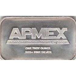 1 OUNCE BAR OF SILVER APMEX .999 FINE