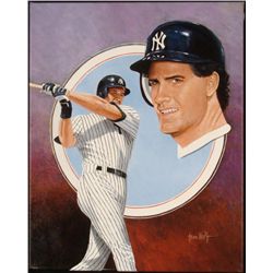 Leon Wolf Original Signed Painting Paul O'Neill Yankees