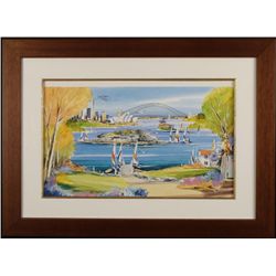 Joe Spellman Original Watercolor Painting Sydney Harbor
