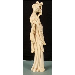 Slender Chinese Woman Figurine Old Ivorine Statue