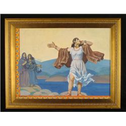 Original Painting on Canvas Religious Scene Art Large