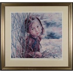 Wai Ming Signed Chinese Art Print Young Girl Framed