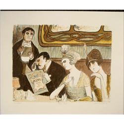 E.M. Plunket Green Cafe Art Print Signed