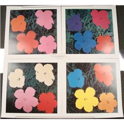 4 Different Andy Warhol Art Prints: Flower I II III IV