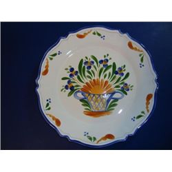 French hand painted plate signed by artist Renoleau