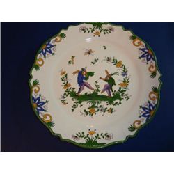 Pair of French hand painted plates by artist Renoleau