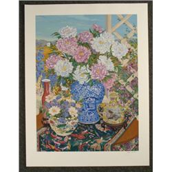 Signed Impressionist Art Print JOHN POWELL Peonies Ltd