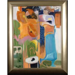 Kerstein Original Painting Elegant Women Music Framed