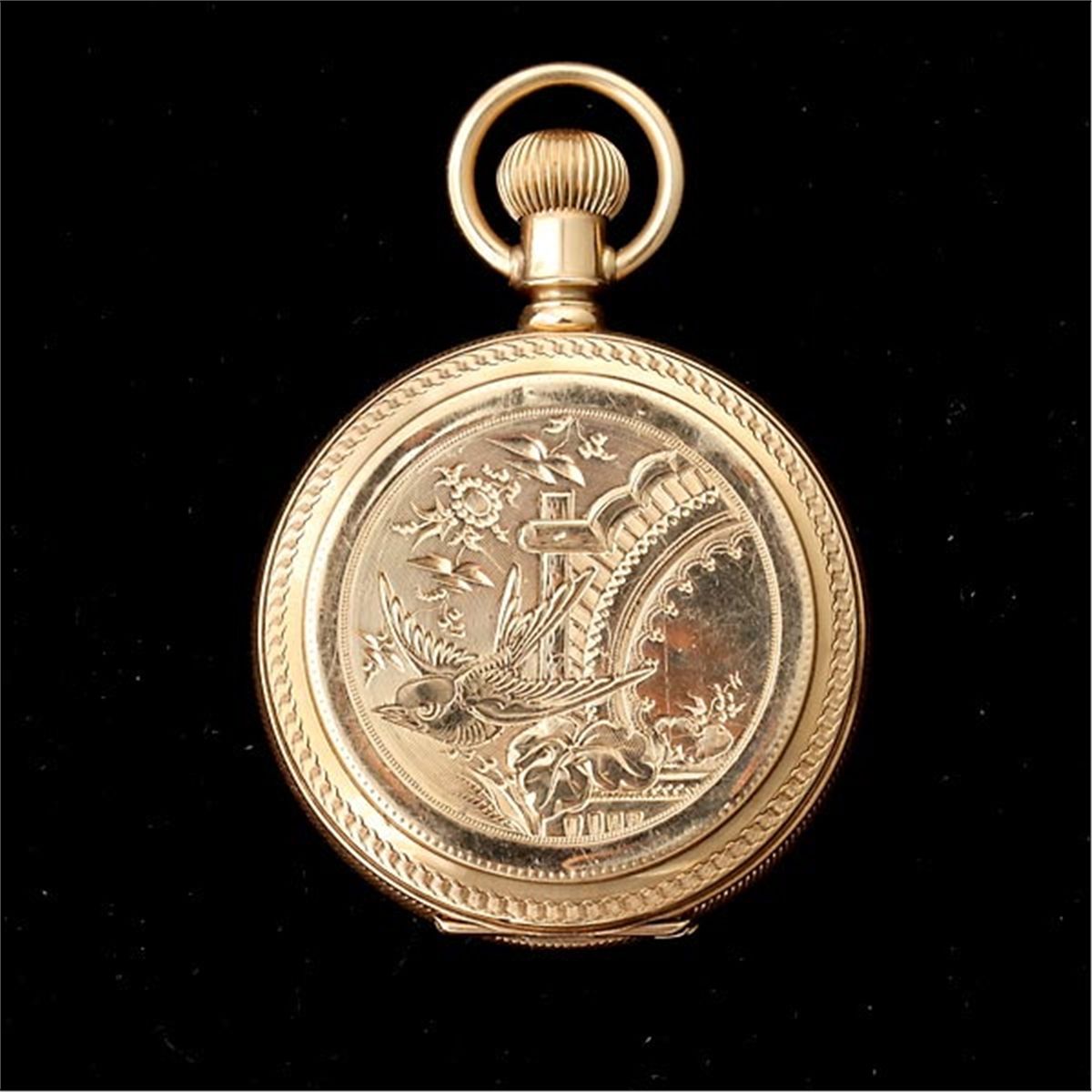 ELGIN 14K YELLOW GOLD HUNTING CASE POCKET WATCH.