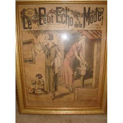 French fashion newspaper in frame dated 1924