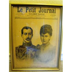 French newspaper in a frame dating 1892