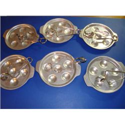 Set of 6 French escargot snails plates tongs