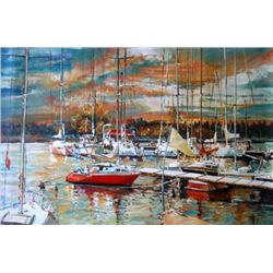 Marina al Atardecer 3 Original Oil by Saco 24x36