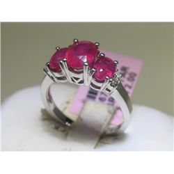 Ruby (Glass-filled) and Diamonds 14K White Gold Ring