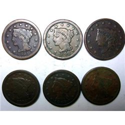 1835-43-45-47-48-51 large penny avg Fine