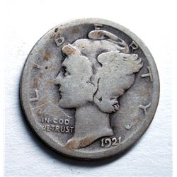 1921 Mercury dime G  and 1834 quarter VG/F a couple marks reverse