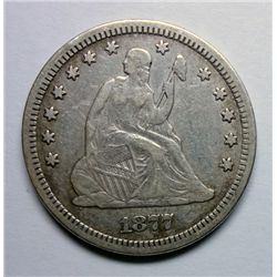 1877CC Seated quarter  VF/XF