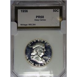 1956 Franklin half $  PCIPR68 DEEP CAMEO  RARE in this grade