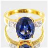 Image 1 : 16.9twc Lab Diamond/Sapphire Gold Vermeil Ring (JEW-3518)