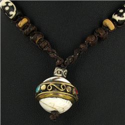 Tibet Shell Agate Bead Nickel Necklace (JEW-3264)