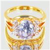19.7twc Lab Diamond/Aquamarine Gold Vermeil Ring (JEW-3514)