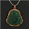 55twc Green Jade Buddha White Gold Vermeil Pendant (JEW-3601)